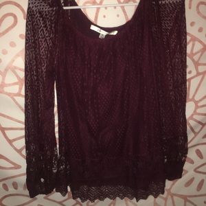 maroon lacey top